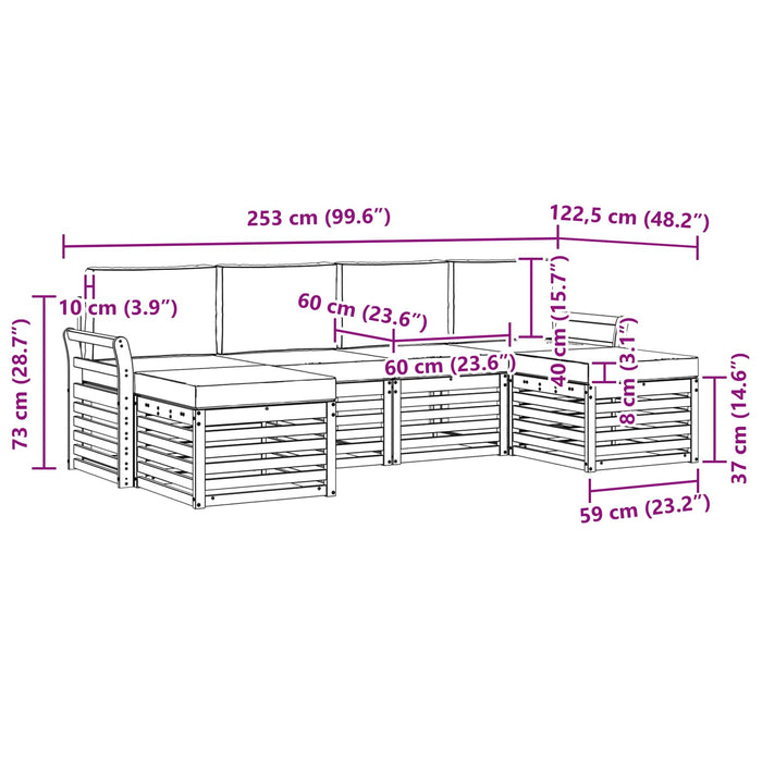 Seturi de canapele 6 pcs Natural și Crem Lemn Solid de Acacia - WALTI WALTI
