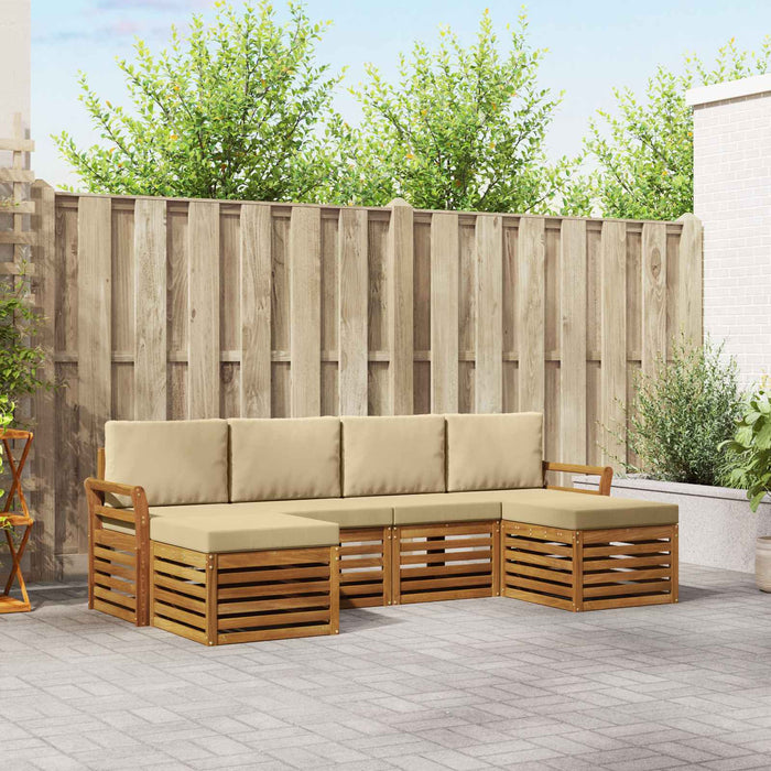Seturi de canapele 6 pcs Natural și Bej Lemn Solid de Acacia - WALTI WALTI