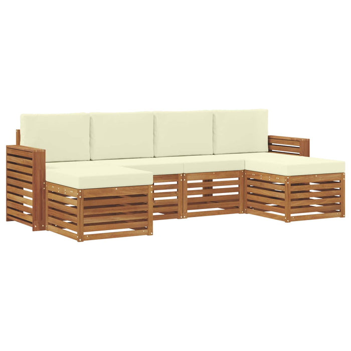 Seturi de canapele 6 pcs Natural și Crem Lemn Solid de Acacia - WALTI WALTI