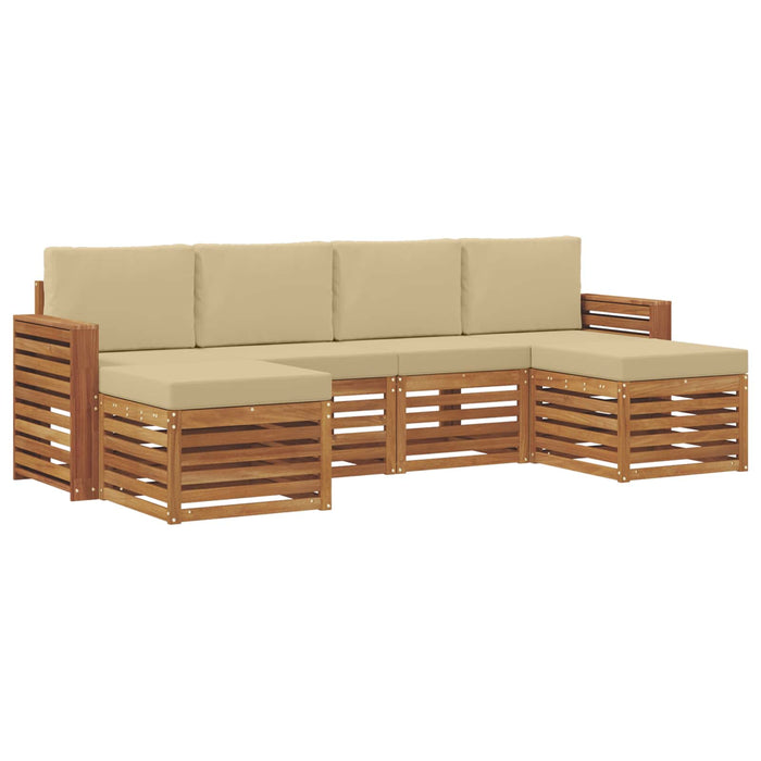 Seturi de canapele 6 pcs Natural și Bej Lemn Solid de Acacia - WALTI WALTI