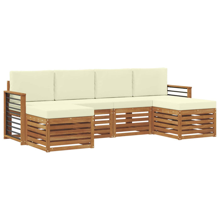 Seturi de canapele 6 pcs Natural și Crem Lemn Solid de Acacia - WALTI WALTI