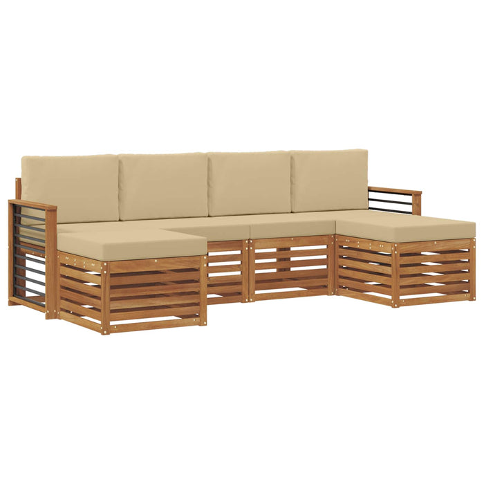 Seturi de canapele 6 pcs Natural și Bej Lemn Solid de Acacia - WALTI WALTI