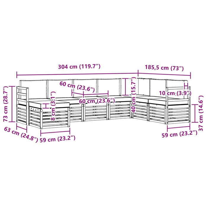Seturi de canapele 8 pcs Natural și Crem Lemn Solid de Acacia - WALTI WALTI