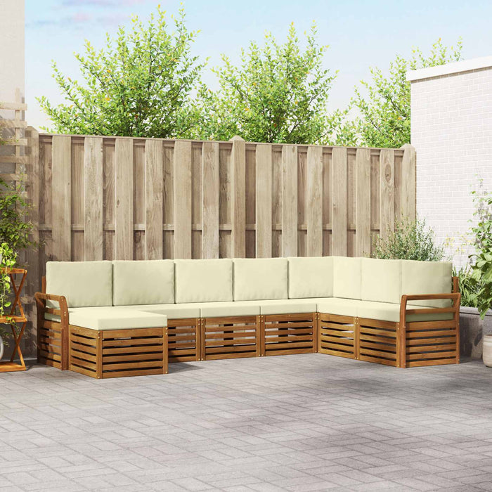 Seturi de canapele 8 pcs Natural și Crem Lemn Solid de Acacia - WALTI WALTI