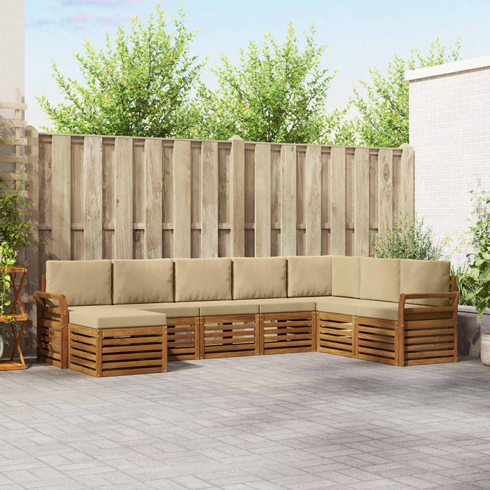 Seturi de canapele 8 pcs Natural și Bej Lemn Solid de Acacia - WALTI WALTI