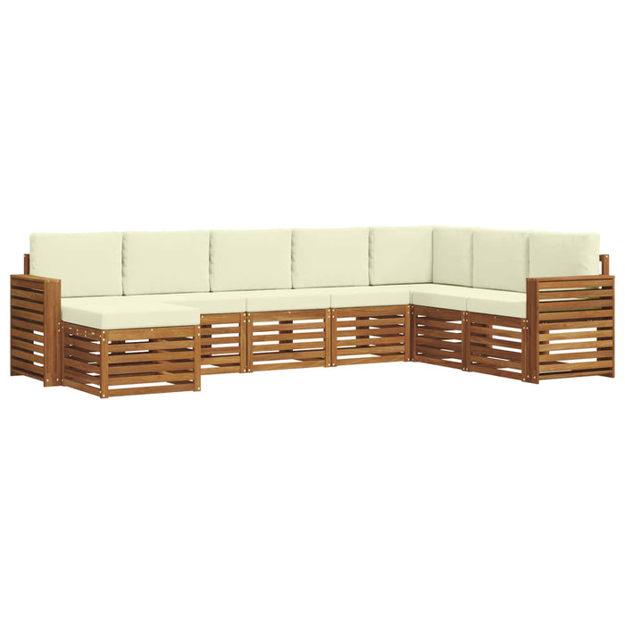 Seturi de canapele 8 pcs Natural și Crem Lemn Solid de Acacia - WALTI WALTI