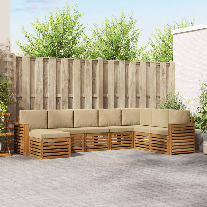 Seturi de canapele 8 pcs Natural și Bej Lemn Solid de Acacia - WALTI WALTI