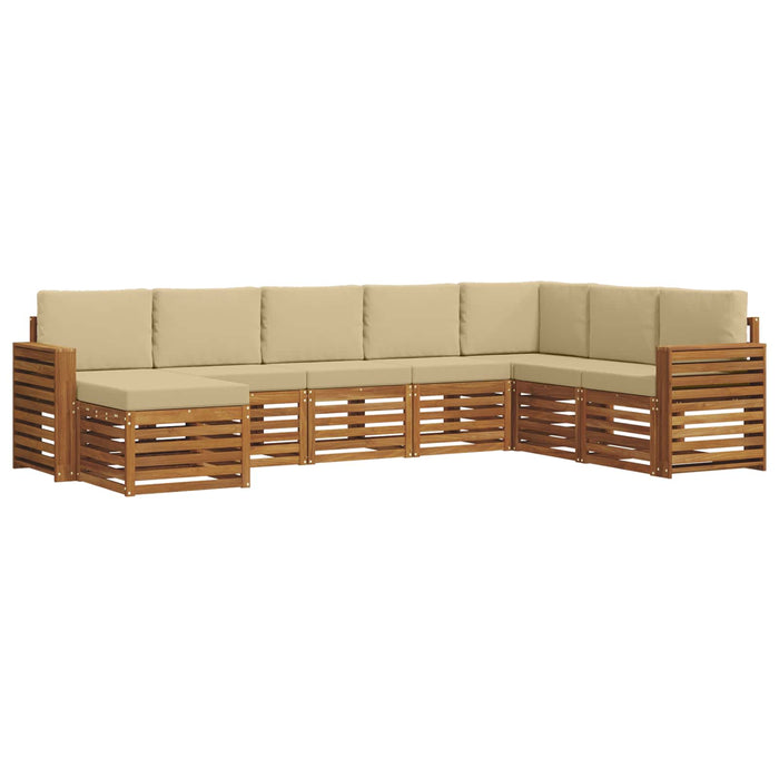 Seturi de canapele 8 pcs Natural și Bej Lemn Solid de Acacia - WALTI WALTI