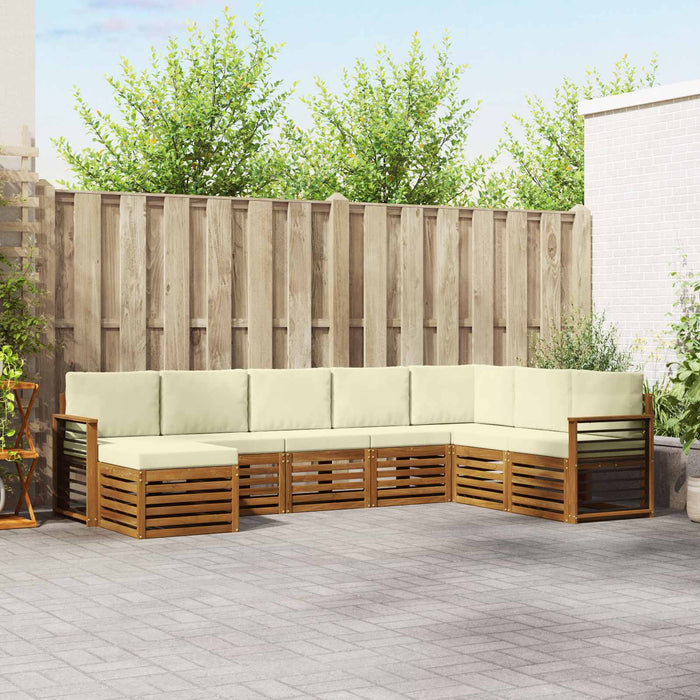 Seturi de canapele 8 pcs Natural și Crem Lemn Solid de Acacia - WALTI WALTI