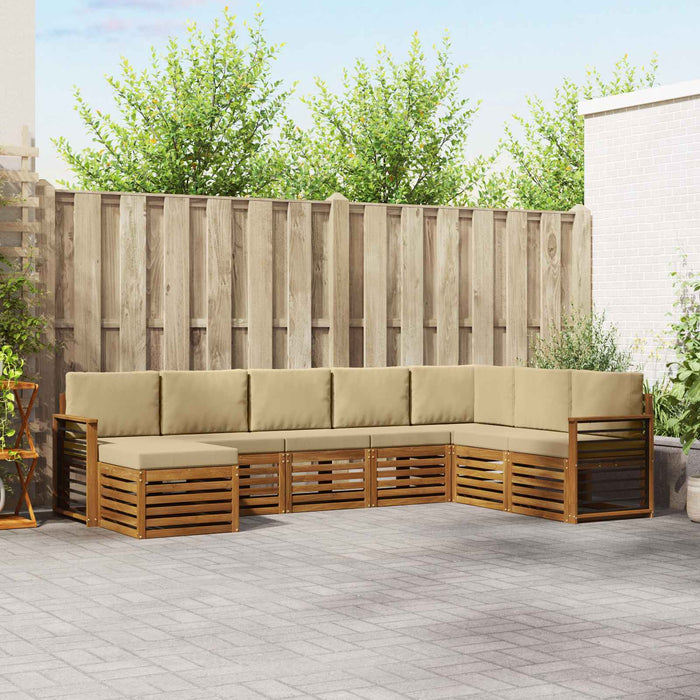 Seturi de canapele 8 pcs Natural și Bej Lemn Solid de Acacia - WALTI WALTI