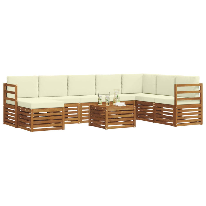Seturi de canapele 9 pcs Natural și Crem Lemn Solid de Acacia - WALTI WALTI
