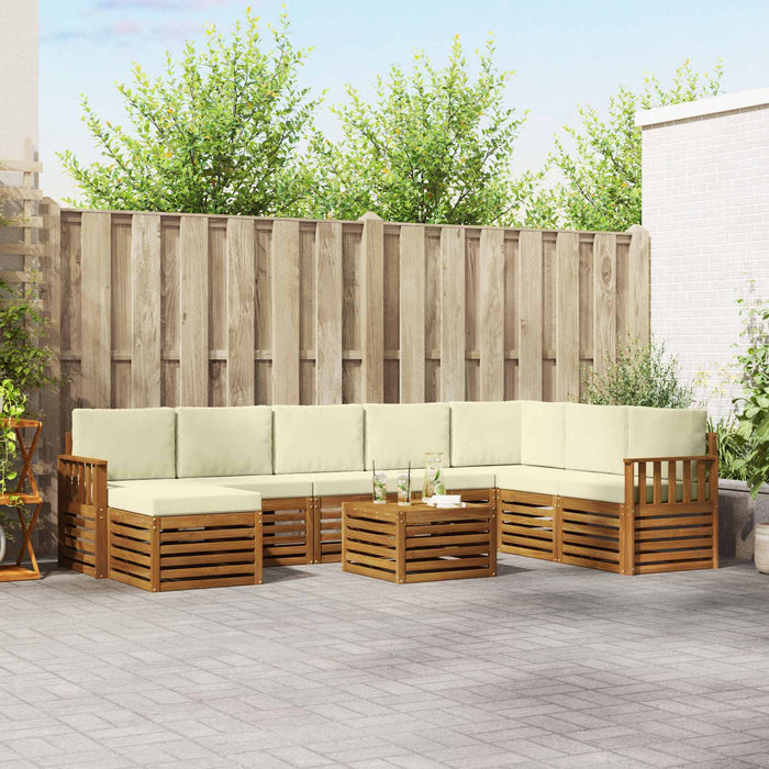 Seturi de canapele 9 pcs Natural și Crem Lemn Solid de Acacia - WALTI WALTI