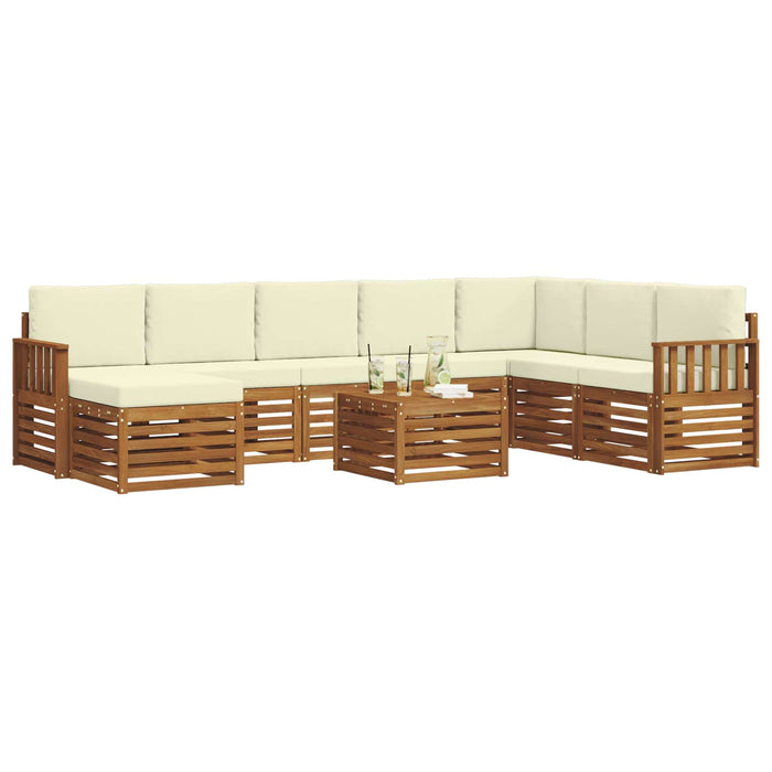 Seturi de canapele 9 pcs Natural și Crem Lemn Solid de Acacia - WALTI WALTI