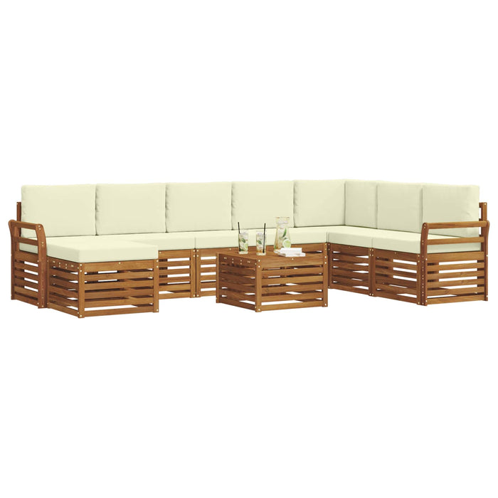 Seturi de canapele 9 pcs Natural și Crem Lemn Solid de Acacia - WALTI WALTI
