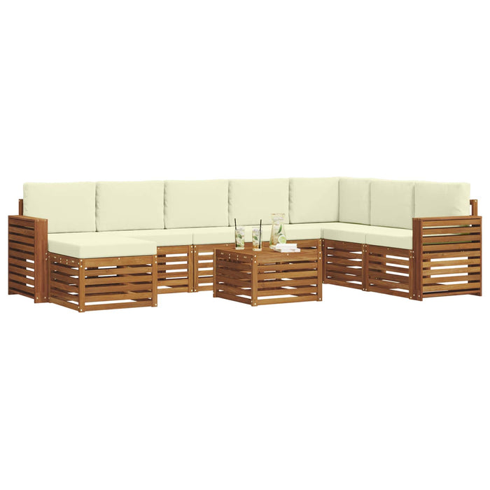 Seturi de canapele 9 pcs Natural și Crem Lemn Solid de Acacia - WALTI WALTI