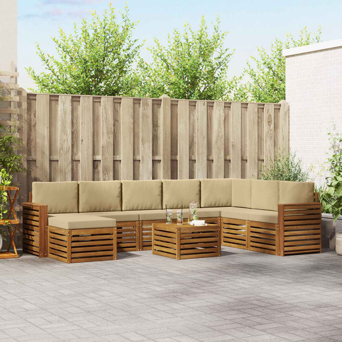 Seturi de canapele 9 pcs Natural și Bej Lemn Solid de Acacia - WALTI WALTI