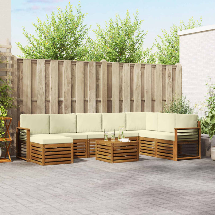 Seturi de canapele 9 pcs Natural și Crem Lemn Solid de Acacia - WALTI WALTI