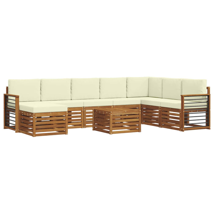 Seturi de canapele 9 pcs Natural și Crem Lemn Solid de Acacia - WALTI WALTI