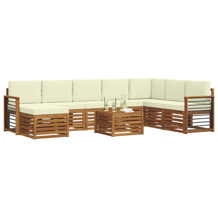 Seturi de canapele 9 pcs Natural și Crem Lemn Solid de Acacia - WALTI WALTI