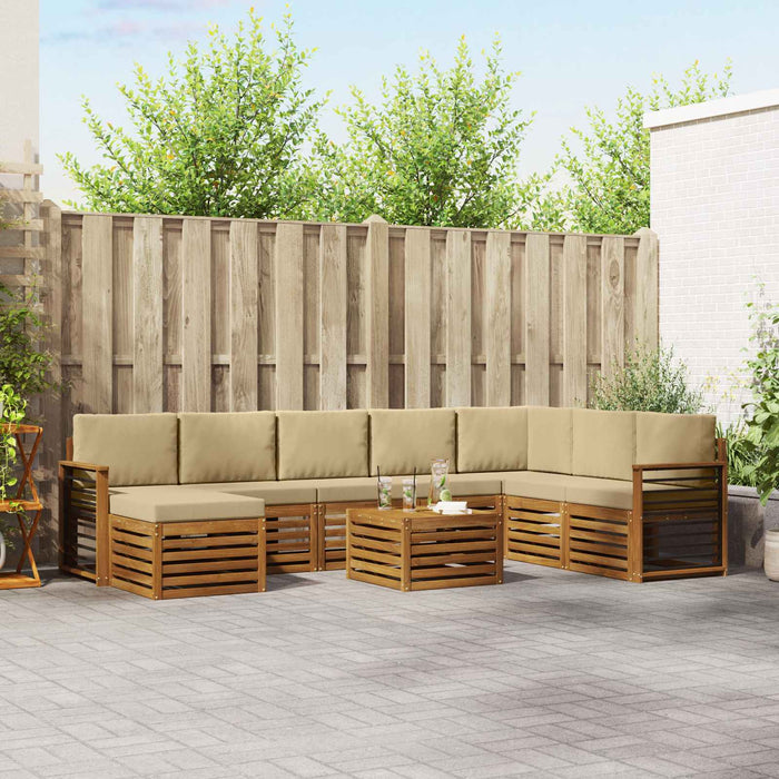 Seturi de canapele 9 pcs Natural și Bej Lemn Solid de Acacia - WALTI WALTI