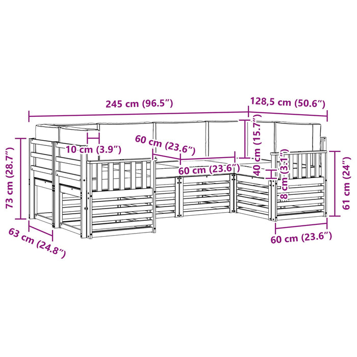 Set de canapele de exterior cu pernă 6 pcs Natural și Crem - WALTI WALTI