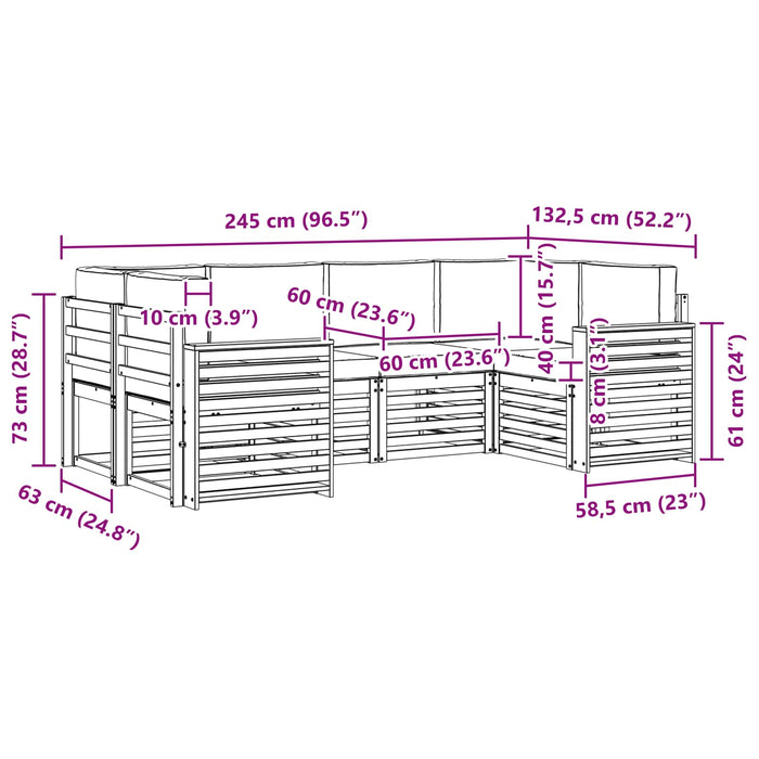 Set de canapele de exterior cu pernă 6 pcs Natural și Crem - WALTI WALTI