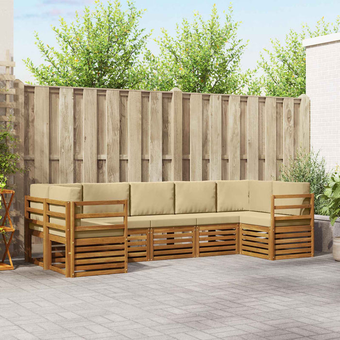 Seturi de canapele 7 pcs Natural și Bej Lemn Solid de Acacia - WALTI WALTI
