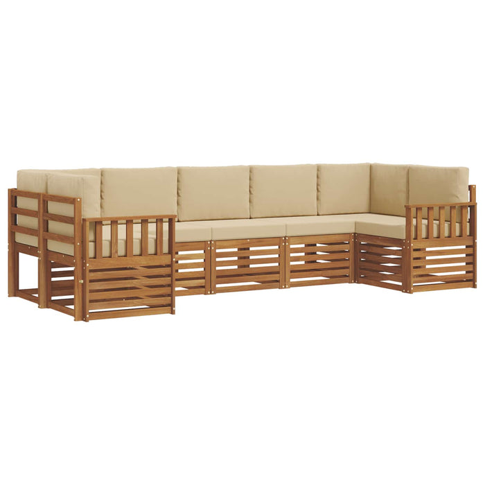 Seturi de canapele 7 pcs Natural și Bej Lemn Solid de Acacia - WALTI WALTI