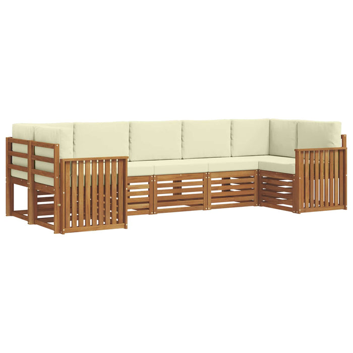 Seturi de canapele 7 pcs Natural și Crem Lemn Solid de Acacia - WALTI WALTI