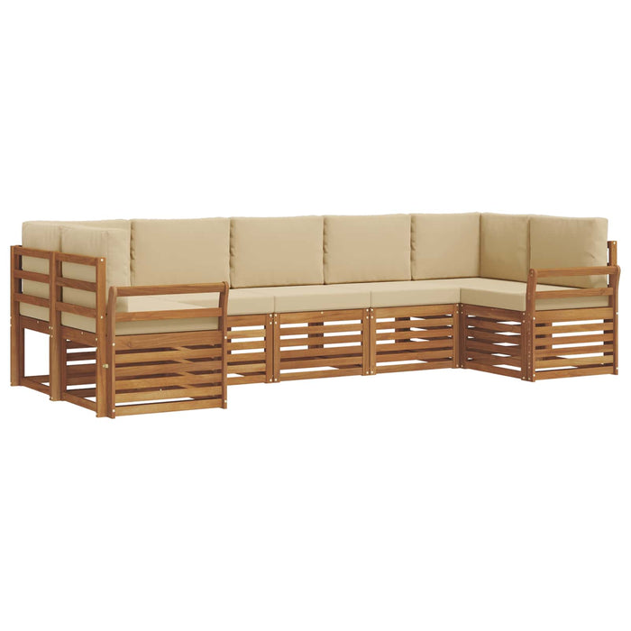 Seturi de canapele 7 pcs Natural și Bej Lemn Solid de Acacia - WALTI WALTI