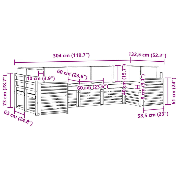 Seturi de canapele 7 pcs Natural și Crem Lemn Solid de Acacia - WALTI WALTI