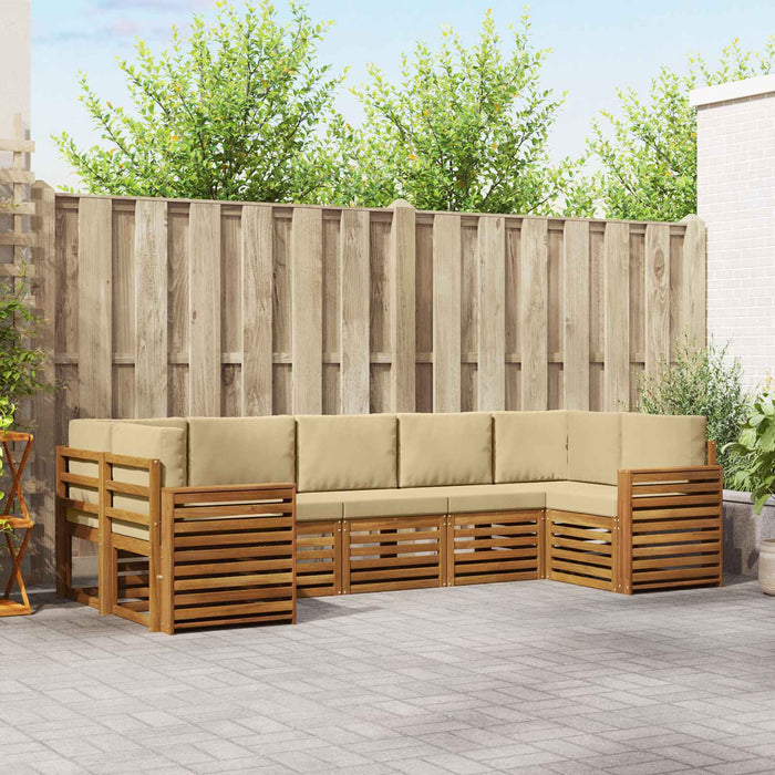 Seturi de canapele 7 pcs Natural și Bej Lemn Solid de Acacia - WALTI WALTI