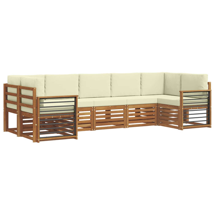 Seturi de canapele 7 pcs Natural și Crem Lemn Solid de Acacia - WALTI WALTI