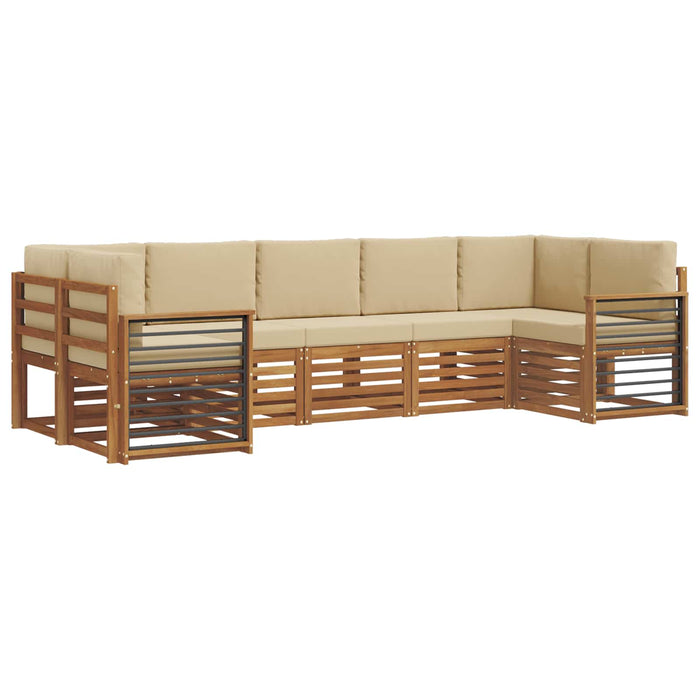 Seturi de canapele 7 pcs Natural și Bej Lemn Solid de Acacia - WALTI WALTI