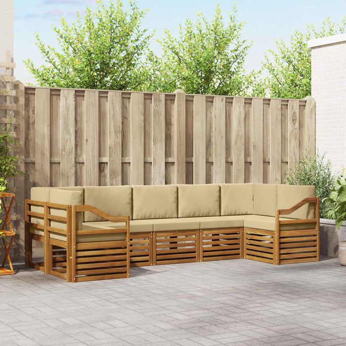 Seturi de canapele 7 pcs Natural și Bej Lemn Solid de Acacia - WALTI WALTI