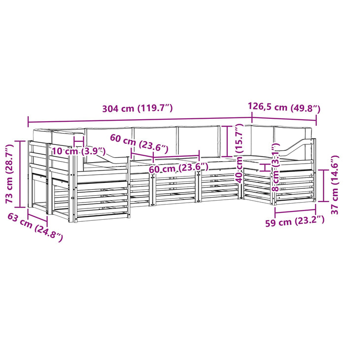 Seturi de canapele 7 pcs Natural și Bej Lemn Solid de Acacia - WALTI WALTI