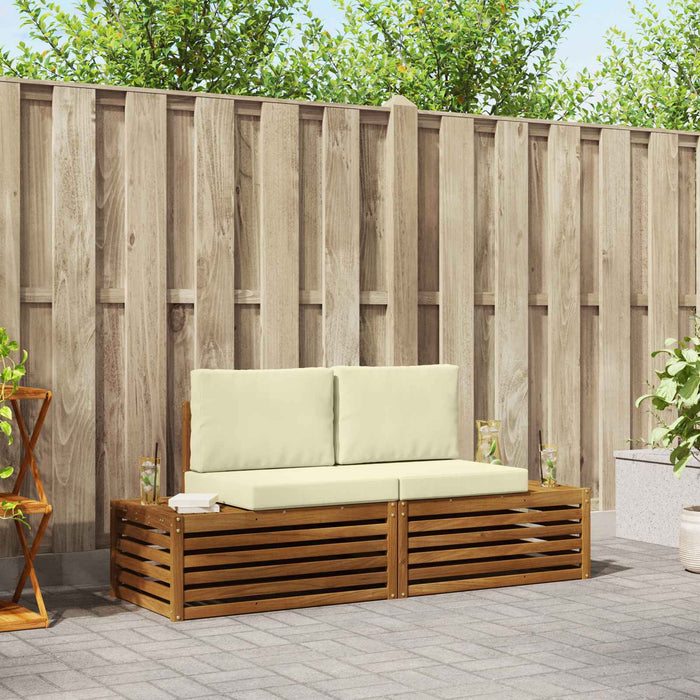 Set de canapele de exterior cu pernă 2 Bucată Natural și Crem - WALTI WALTI