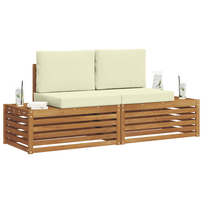 Set de canapele de exterior cu pernă 2 Bucată Natural și Crem - WALTI WALTI