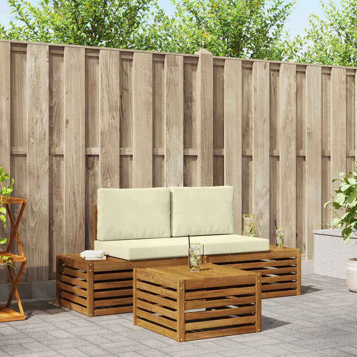 Set de canapele de exterior cu pernă 3 Bucată Natural și Crem - WALTI WALTI