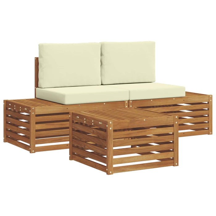 Set de canapele de exterior cu pernă 3 Bucată Natural și Crem - WALTI WALTI