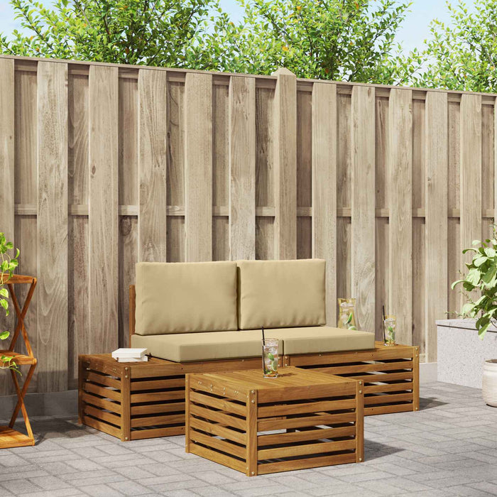 Set de canapele de exterior cu pernă 3 Bucată Natural și Bej - WALTI WALTI