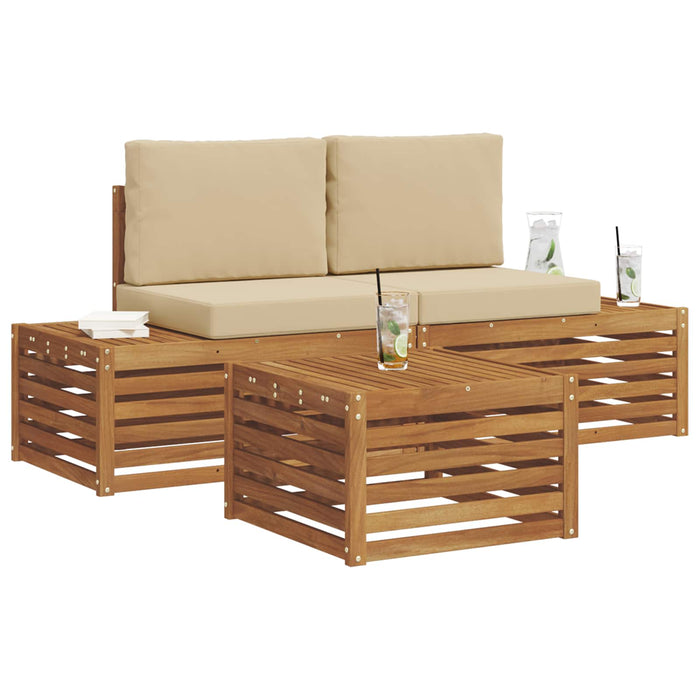 Set de canapele de exterior cu pernă 3 Bucată Natural și Bej - WALTI WALTI