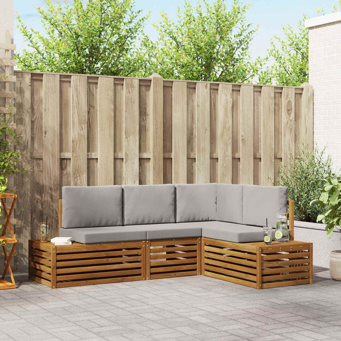 Set de canapele de exterior 4 Bucată Gri natural și deschis - WALTI WALTI