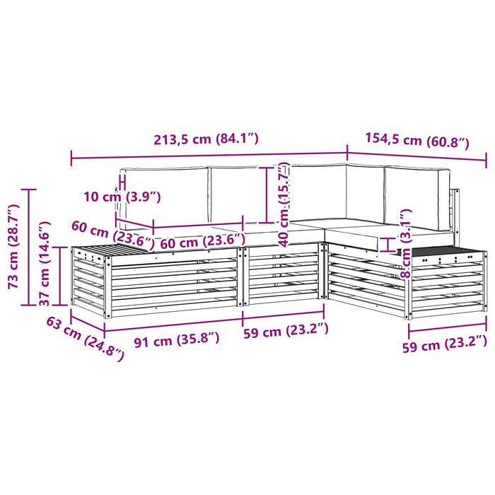 Set de canapele de exterior 4 Bucată Gri natural și deschis - WALTI WALTI