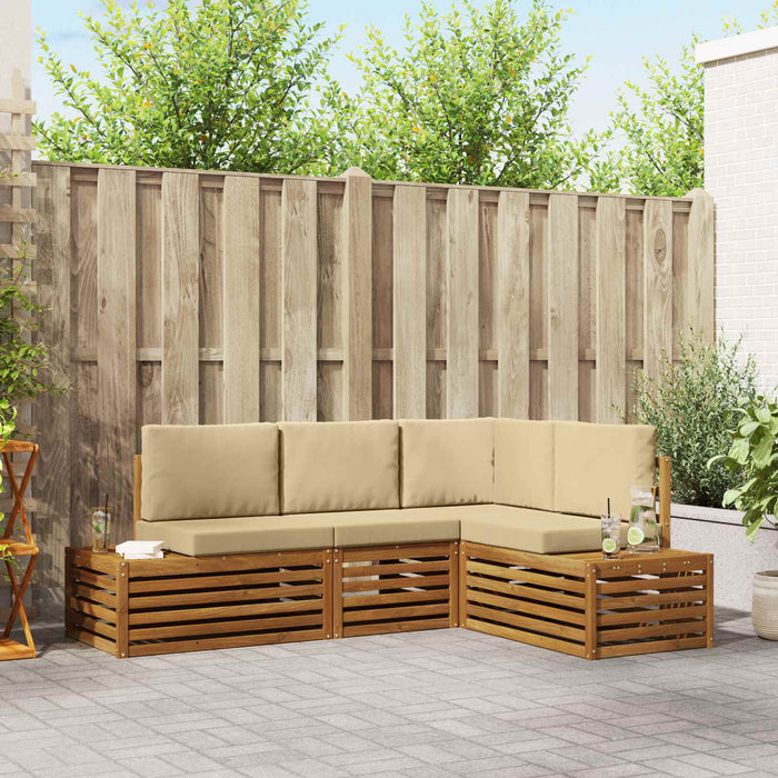 Set de canapele de exterior cu pernă 4 Bucată Natural și Bej - WALTI WALTI