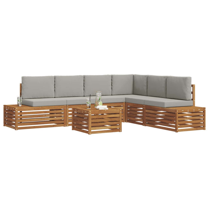 Set de canapele de exterior 7 Bucată Gri natural și deschis - WALTI WALTI