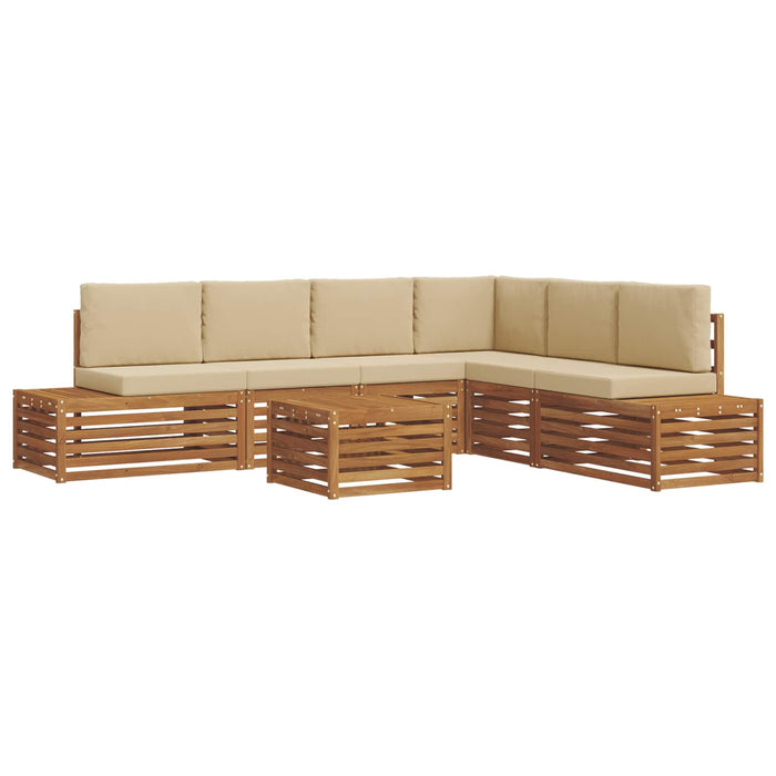 Set de canapele de exterior cu pernă 7 Bucată Natural și Bej - WALTI WALTI