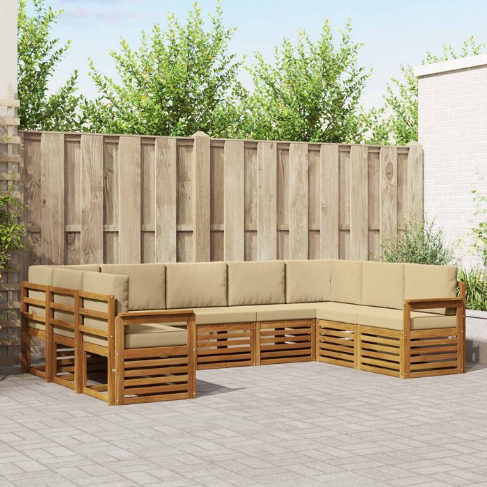 Set de canapele de exterior cu pernă 9 pcs Natural și Bej - WALTI WALTI