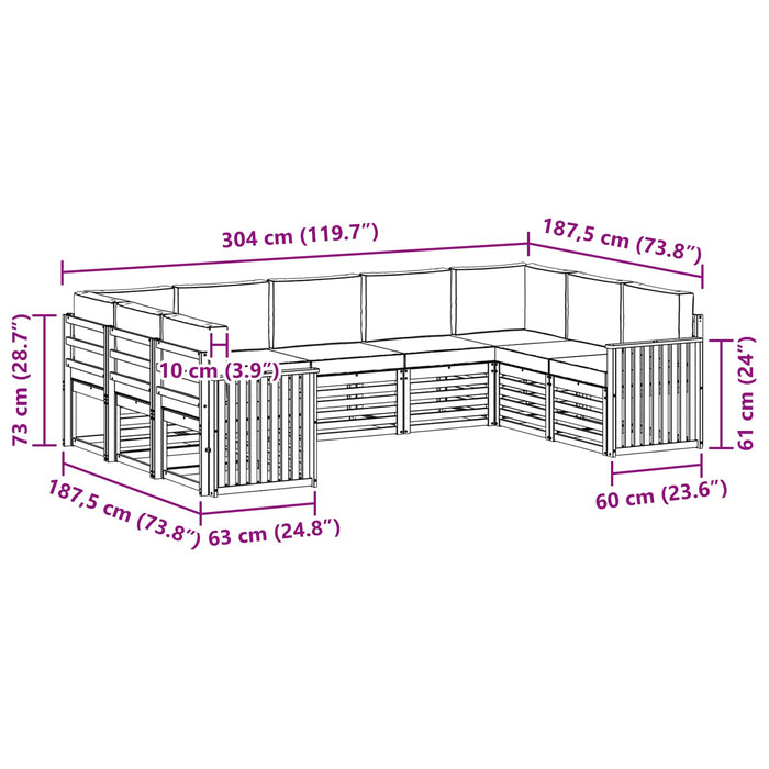 Set de canapele de exterior cu pernă 9 pcs Natural și Bej - WALTI WALTI