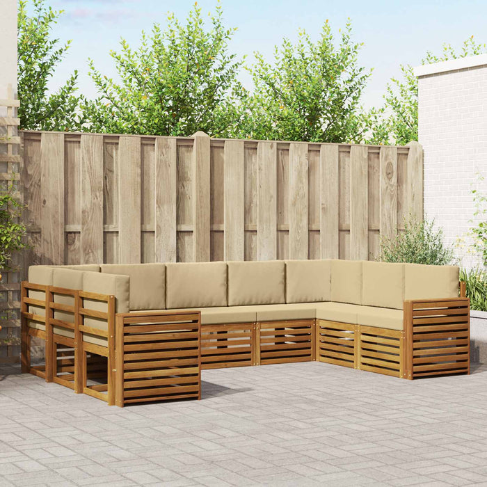 Set de canapele de exterior cu pernă 9 pcs Natural și Bej - WALTI WALTI